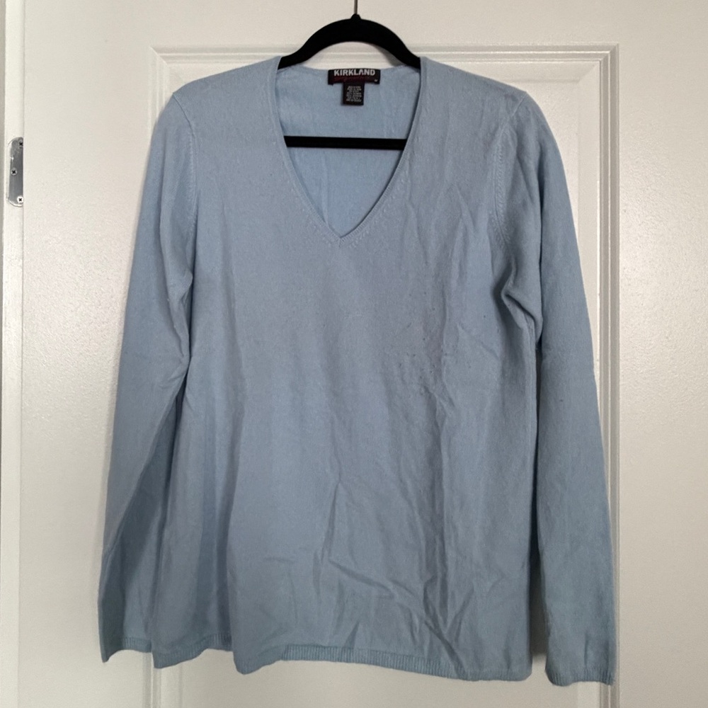 Kirkland Signature Women’s Sky Blue V-Neck Sweater